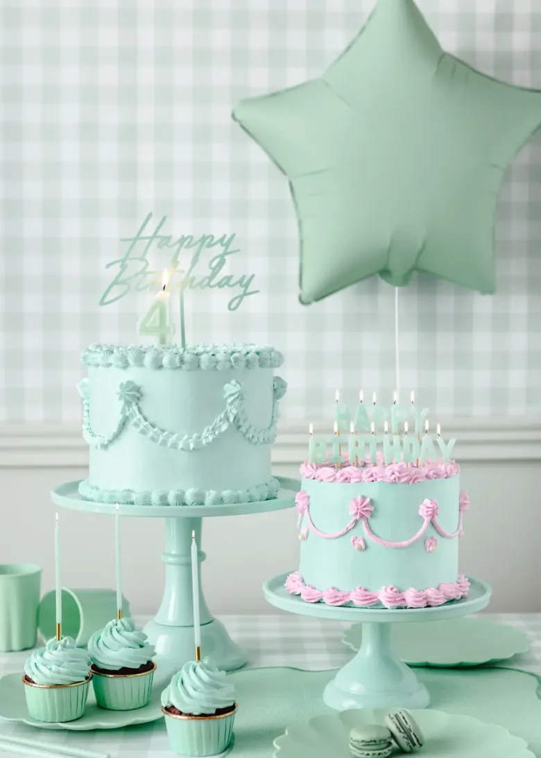 Akryl Kagetopper "Happy Birthday" - Grøn