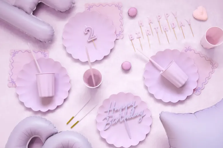 Akryl Kagetopper "Happy Birthday" - Lavendel