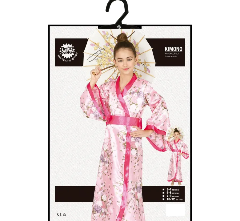 Asiatisk Prinsesse – Lyserød Kimono Kostume til Piger (3–12 år)