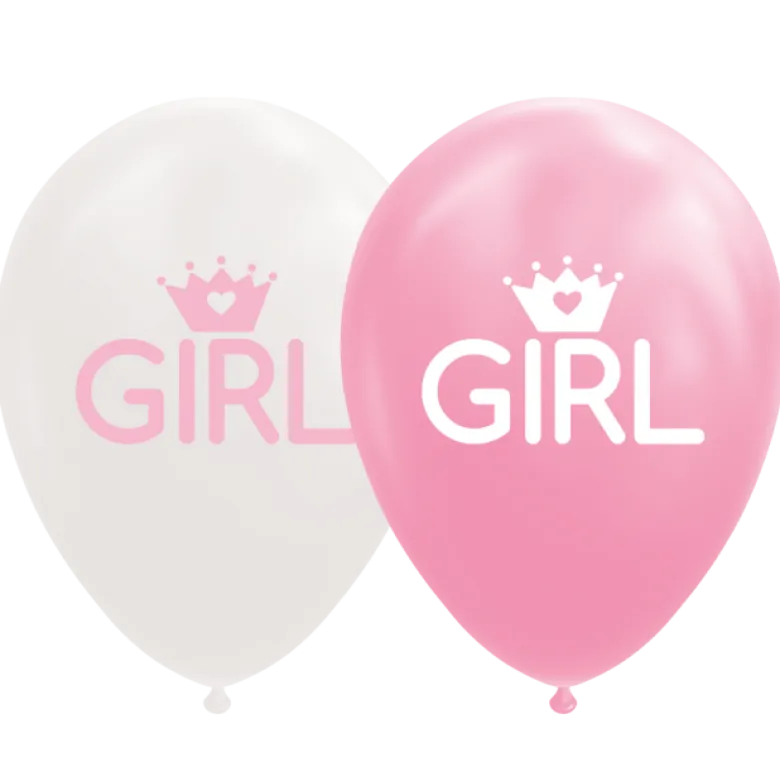 Baby Girl Naturlatex Balloner 30 cm, 8 stk.