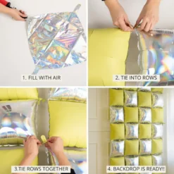 Backdrop Balloner Beige/Blå, Firkantede Ballon-Puder