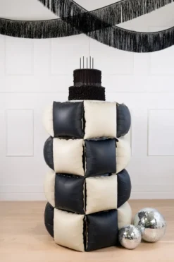 Backdrop Balloner Sort/Beige, Firkantede Ballon-Puder