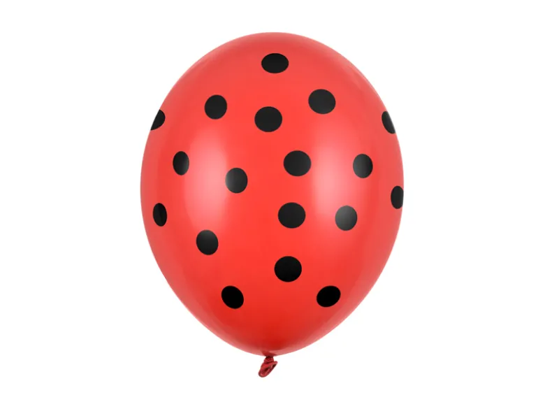 Ballon 30 cm, Dots, Pastel Poppy Rød (6 Stk.)