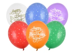 Ballon 30 cm, Happy Birthday To You, Mix (6 Stk.)
