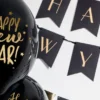 Ballon 30 cm, Happy New Year, Pastel Sort (6 Stk.)