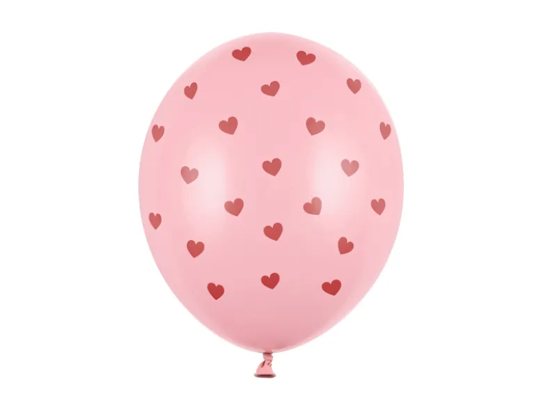 Ballon 30 cm, Hjerter, Pastel Baby Pink (6 Stk.)