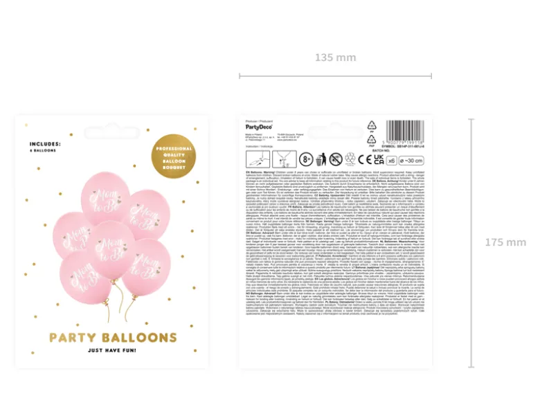 Ballon 30 cm, Mom To Be, Pastel Pale Pink (6 Stk.)