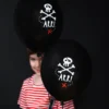 Ballon 30 cm, Pirat, Pastel Sort (6 Stk.)