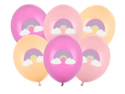 Ballon 30 cm, Regnbue, Mix (6 Stk.)