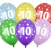 Ballon 30 cm, 10 Års Fødselsdag, Metallic Mix (50 Stk.)