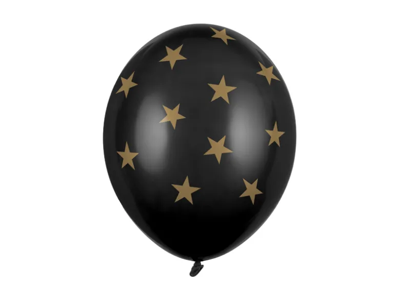Ballon 30 cm, Stjerner, Pastel Sort (50 Stk.)
