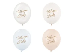 Ballon 30 cm, Welcome Baby, Blå Mix (50 Stk.)