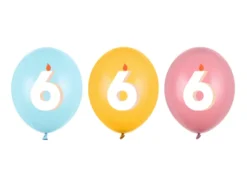 Ballon Med Tal 30 cm, 6, Mix (50 Stk.)