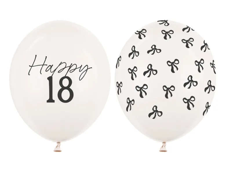Ballon Med Tal 30 cm, 18, Pastel Off-Hvid (50 Stk.)