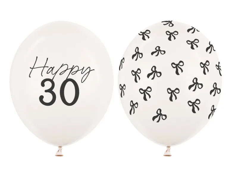 Ballon Med Tal 30 cm, 30, Pastel Off-Hvid (50 Stk.)