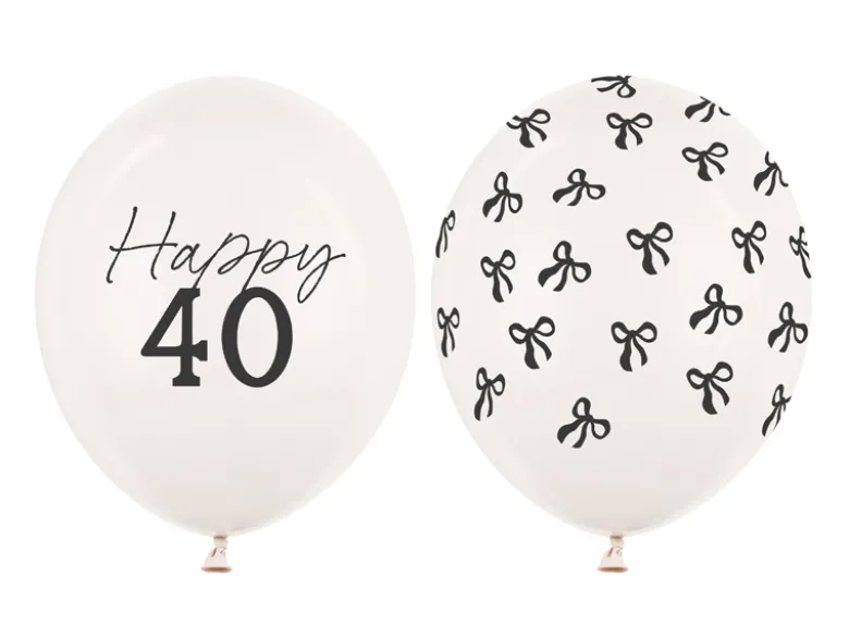 Ballon Med Tal 30 cm, 40, Pastel Off-Hvid (50 Stk.)