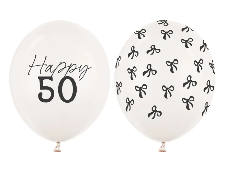 Ballon Med Tal 30 cm, 50, Pastel Off-Hvid (50 Stk.)