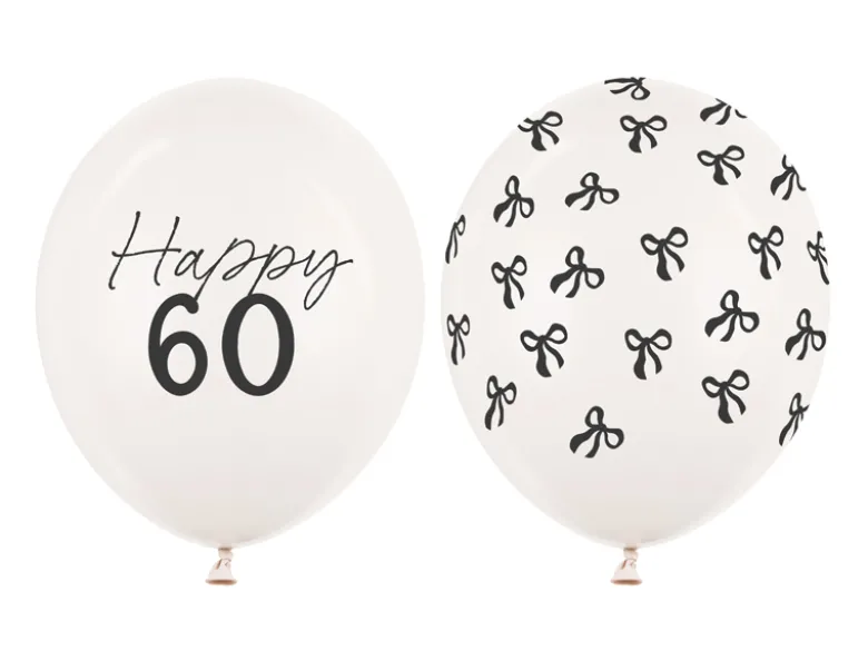 Ballon Med Tal 30 cm, 60, Pastel Off-Hvid (50 Stk.)