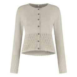 Beige Strikcardigan, Bomuld & Akryl - Ægte Trachtenmode