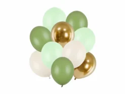 Blandet Balloner Grøn / Creme, 10 stk.