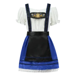 Blå Dirndl m/H-Seler & Løs Skjorte i 100% Bomuld