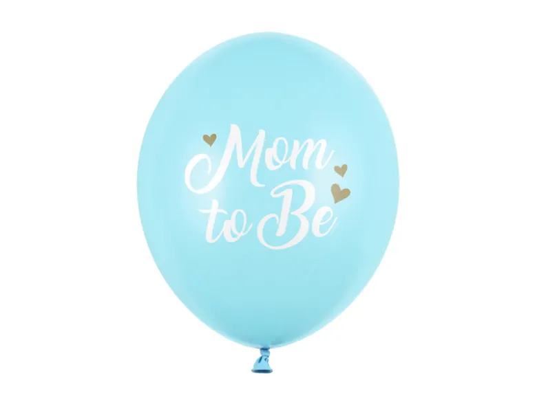 Blå Latex Balloner m/"Mom To Be" 6stk., 30cm
