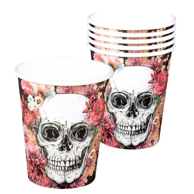 Blomstret Day of the Dead Kopper, 6 stk.