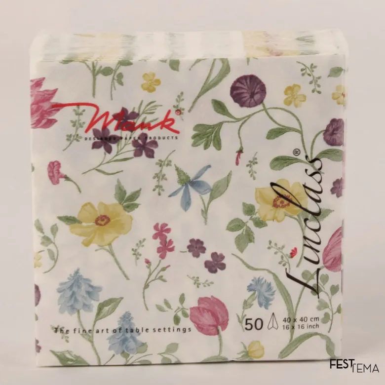 Blomstret "Veronique" Airlaid Middagsservietter, 50 stk.