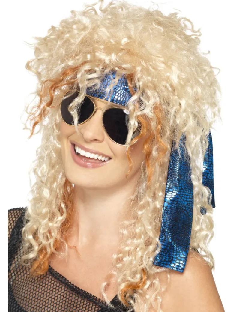 Blond 80'er Rockstjerne Hår, Paryk Kit