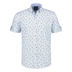 Blå Skjorte med Oktoberfest Print, 100% Bomuld