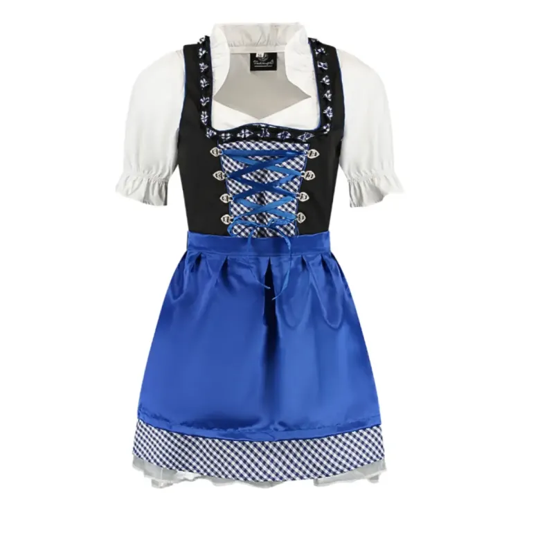 Blå Tyrolerkjole - Mini Dirndl i 70% Bomuld