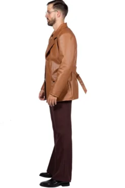 Brun Retro Faux Læderjakke