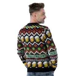 Cheers Santa! Sort Julesweater m/Plysset Skæg