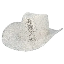 Cowboyhat med Sølv Pailetter