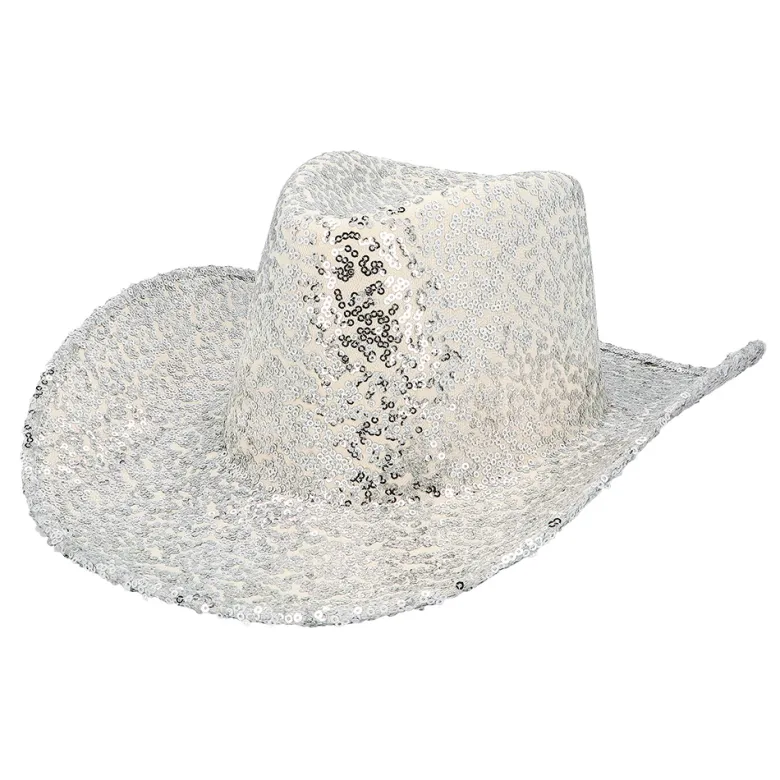 Cowboyhat med Sølv Pailetter