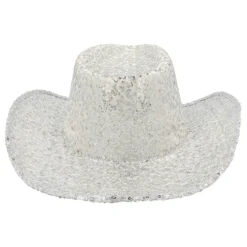 Cowboyhat med Sølv Pailetter