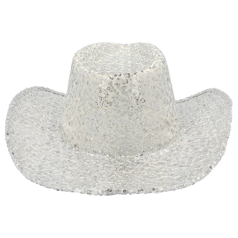 Cowboyhat med Sølv Pailetter
