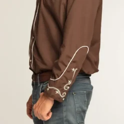Cowboyskjorte Brun med Syninger