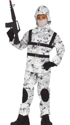 Elite Soldat Kostume - Sne Camouflage Special Forces til Børn