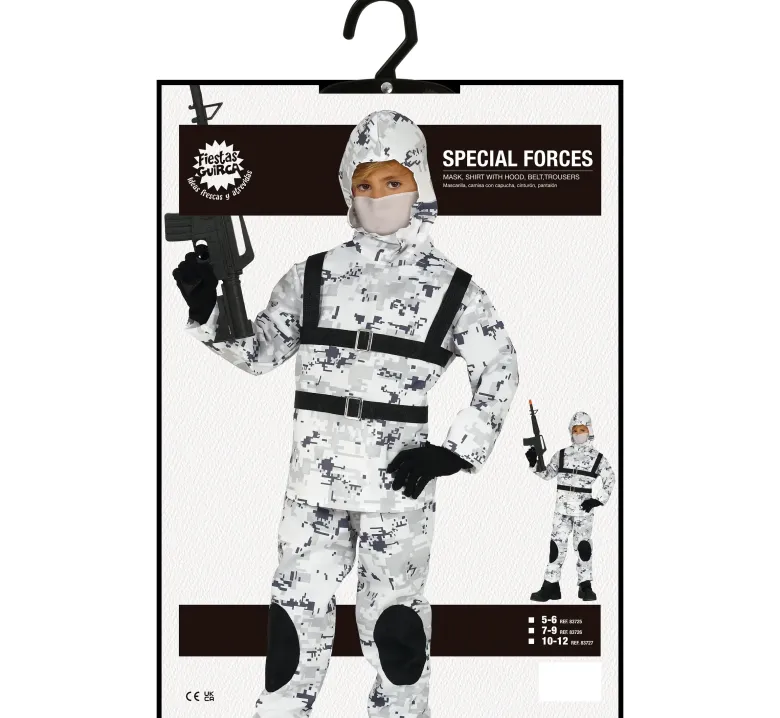 Elite Soldat Kostume - Sne Camouflage Special Forces til Børn