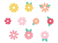 Farverige Blomster Ringe t/Drinks m.m., 10 stk.