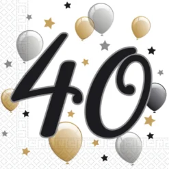 Fødselsdags Ballon Servietter - 'Happy 40'