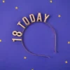 Fødselsdags Hårbøjle "18 TODAY" Metallic Guld