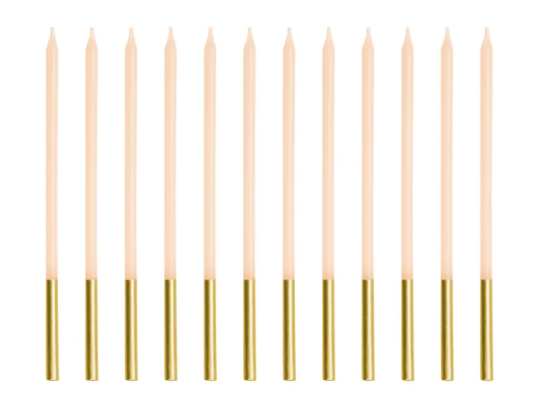 Fødselsdagslys, Beige, 14 cm (12 Stk.)