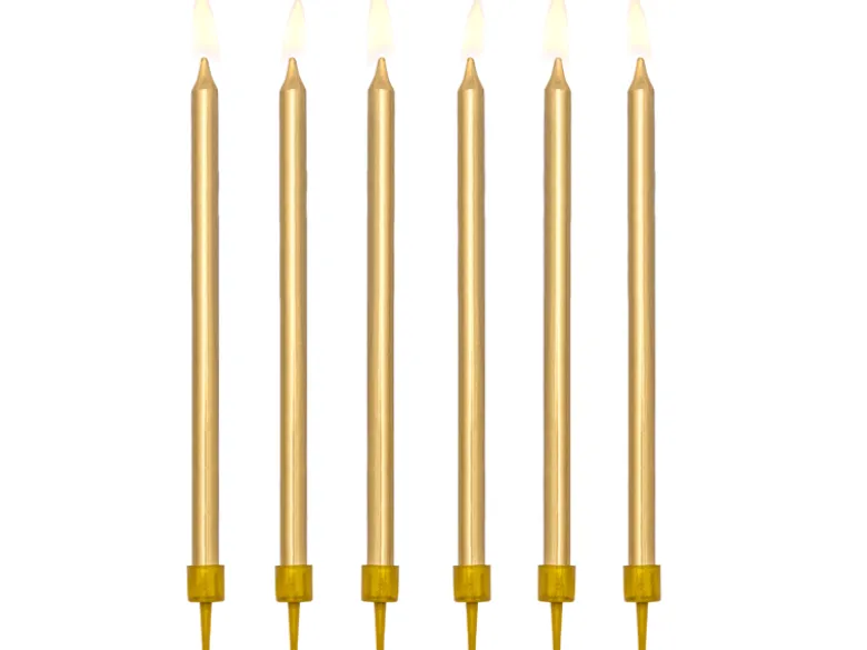 Fødselsdagslys,, Guld, 12.5 cm (12 Stk.)