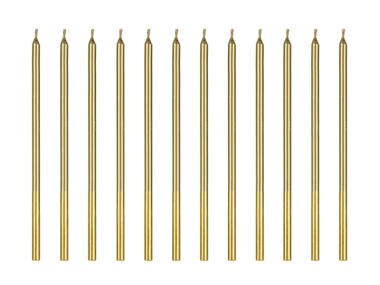 Fødselsdagslys, Guld, 14 cm (12 Stk.)