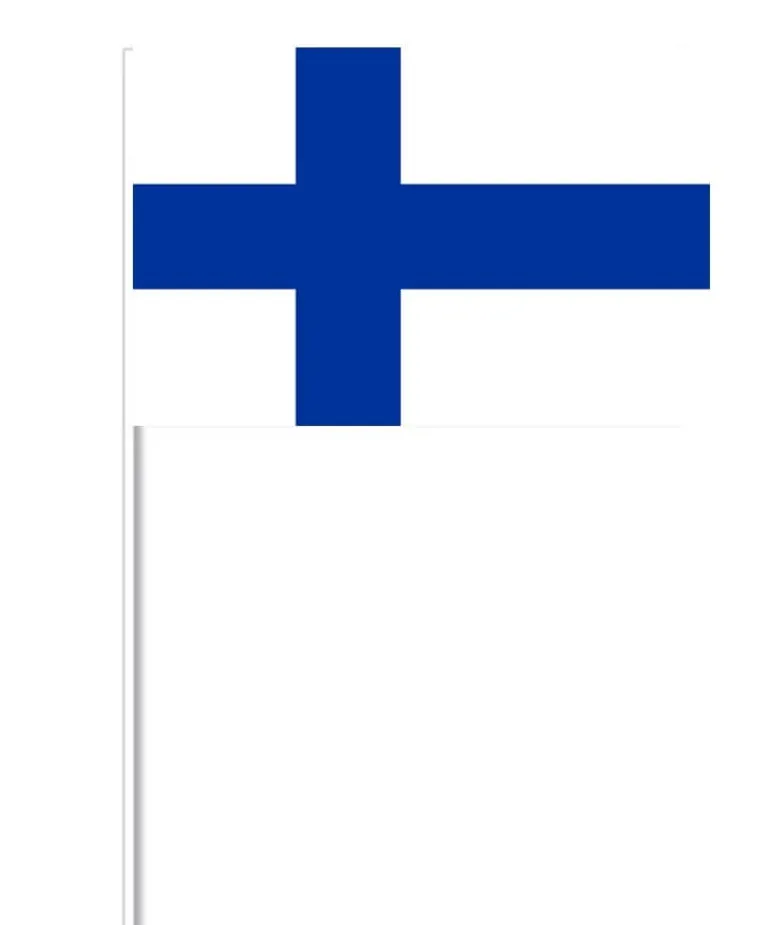Finsk Papirflag på Pind, 27 x 20 cm