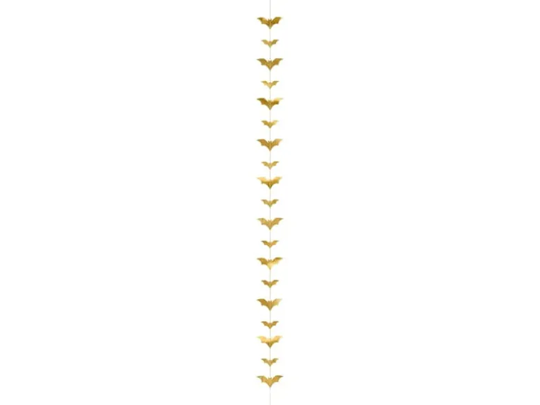 Flagermus Papir Guirlande Guld - Halloween Pynt