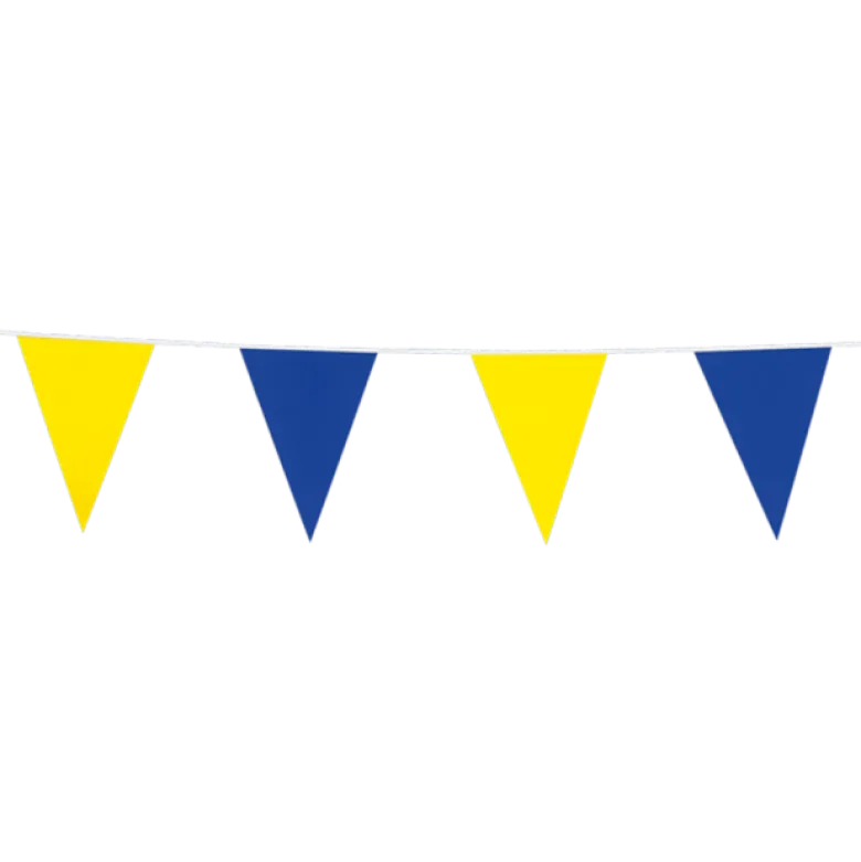 Flagguirlande 10M med Blå & gule vimpel flag (30cm X 20cm)
