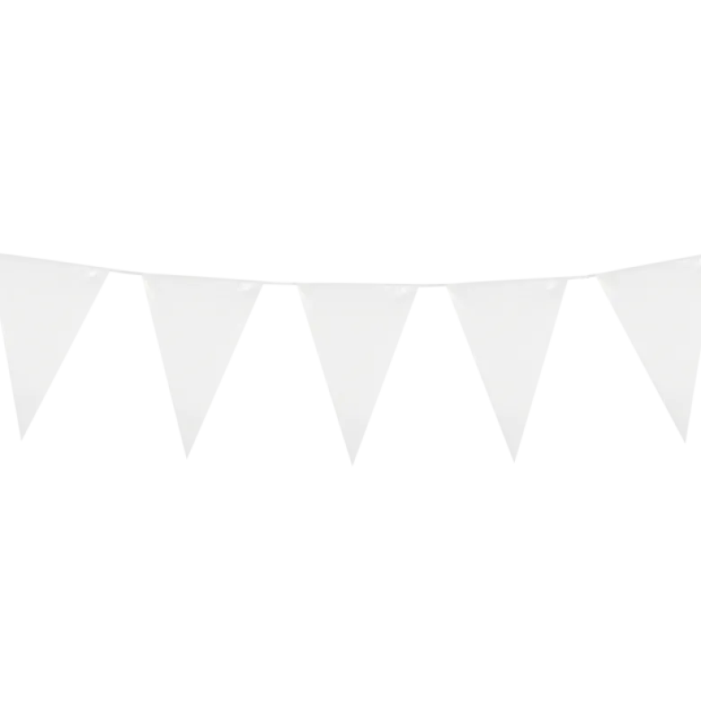 Flagguirlande 10M med hvide vimpel flag (30cm X 20cm)
